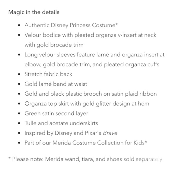 Disney MERIDA Deluxe Costume for Kids NWT Size 13 - Picture 8 of 9